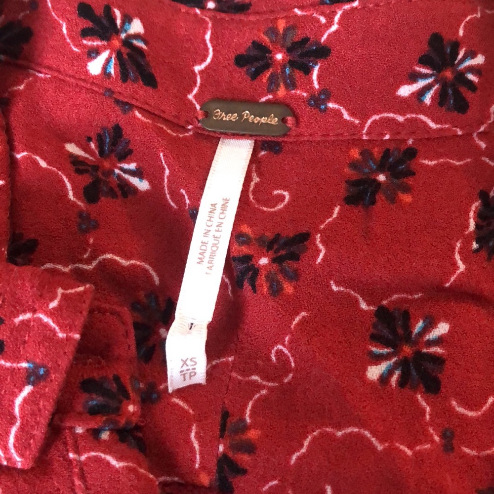 Free People Debby Dot Red Floral Button Up Romper XS - Picture 3 of 3